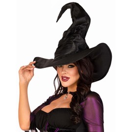 Leg Avenue Women's Large Ruched Witch Hat Adult Sized Costumes, Ruched Black, One Size US
