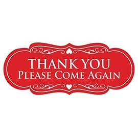 Designer Thank You Please Come Again Sign -Red - Large