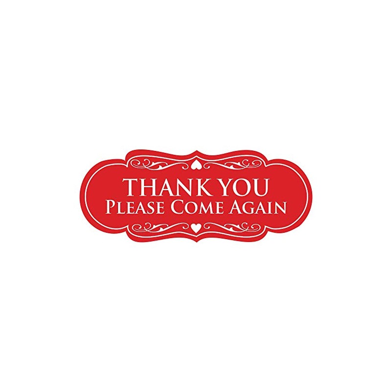 Designer Thank You Please Come Again Sign -Red - Large