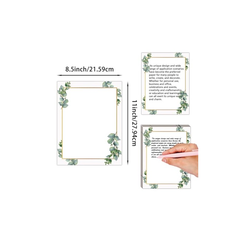 50 Pcs Greenery Letterhead Paper Indie Eucalyptus Leaf Morning Mist