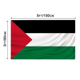 Palestinian flag 3x5 FT Palestine flag Polyester outdoor indoor Canvas Header and Double Stitched with two Brass Grommets