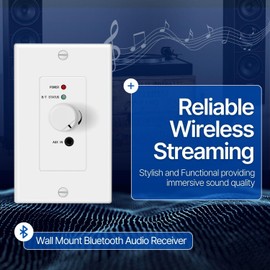 TNP Wireless Bluetooth Audio Receiver Wall Plate Mount, 120W BT 5.0 aptX Music Streaming Adapter - Speakers Stereo Amplifier Audio Volume Control, 3.5mm AUX Input for Sound Speaker Systems