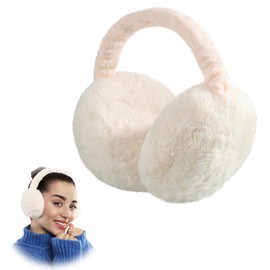 Apricitie Winter Ear Warmers, Foldable Earmuffs, Adjustable Plush Earmuffs, Warm Ear Muffs, Ear Warmers, Cold Protection, Winter Accessories for Men and Women, White