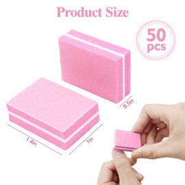 50 Pcs Nail Buffer Blocks, Double-Sided Nail Buffer, Nail File for Acrylic and Gel Nails, Nail File for Natural Nails, Buffer Nail File Tool for Salon (Pink)