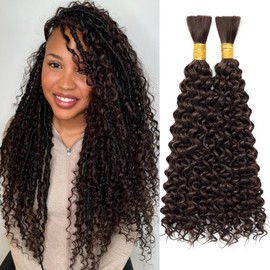 Dorsanee Water Wave Bulk Hair for Braiding 20 Inch 2 Bundles 200g Chocolate Brown Curly Braiding Hair for Boho Braids No Weft Wet and Wavy Braiding Hair Extensions (#4,100g/bundle)