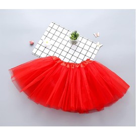 HIWIND Red Tutu Skirt Women's Athletic Tutus 5-Layered Tulle Skirts Costumes Skirts