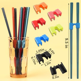 5 Pairs Chopsticks and Chopstick Helpers Set, Plastic Hinges Connector Training for Teens, Adults, Beginner, Trainers or Learner, Dishwasher Safe, Non-Slip Reusable and Replaceable (Cherry Blossom)