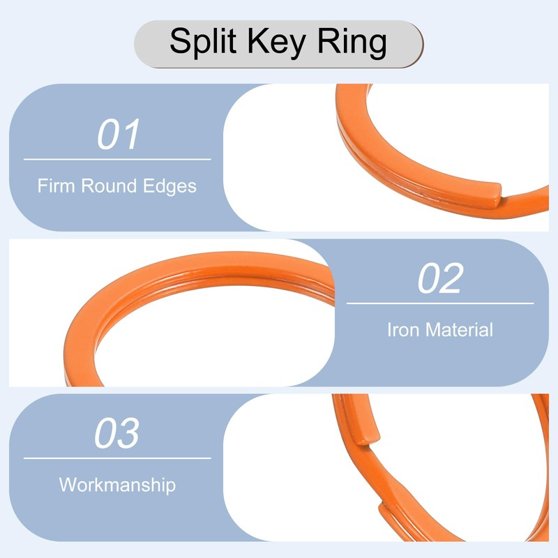 sourcing map 15Pcs Split Keychain Rings, 30mm Round Flat Key