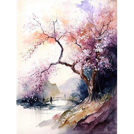 IPISSOI Diamond Painting Kits for Adults, Cherry Blossoms 5D DIY Diamond Art Kits Full Drill Diamond for Gift Wall Decor Gem Arts Beautiful Flowers 12x16 inch