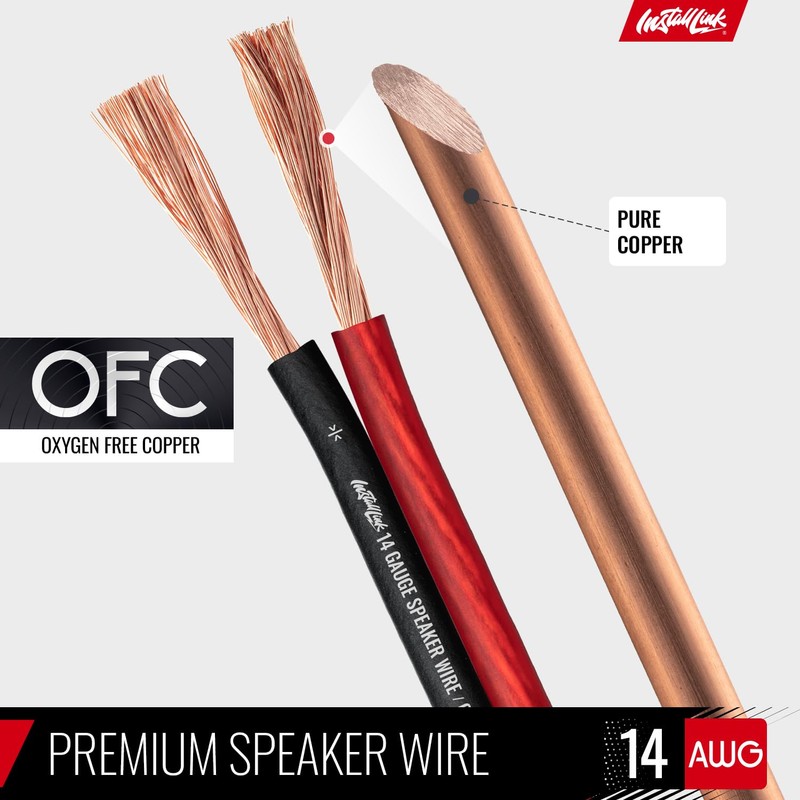 Install Link 14 AWG Gauge Speaker Wire Cable (Oxygen Free