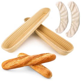 Liliadon Bread Proofing Basket Sourdough Bread Baking Supplies Starter Kit Set (Baguette Baskets)