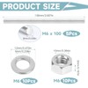 Pack of 5 Threaded Rods M6 x 100 mm, Threaded