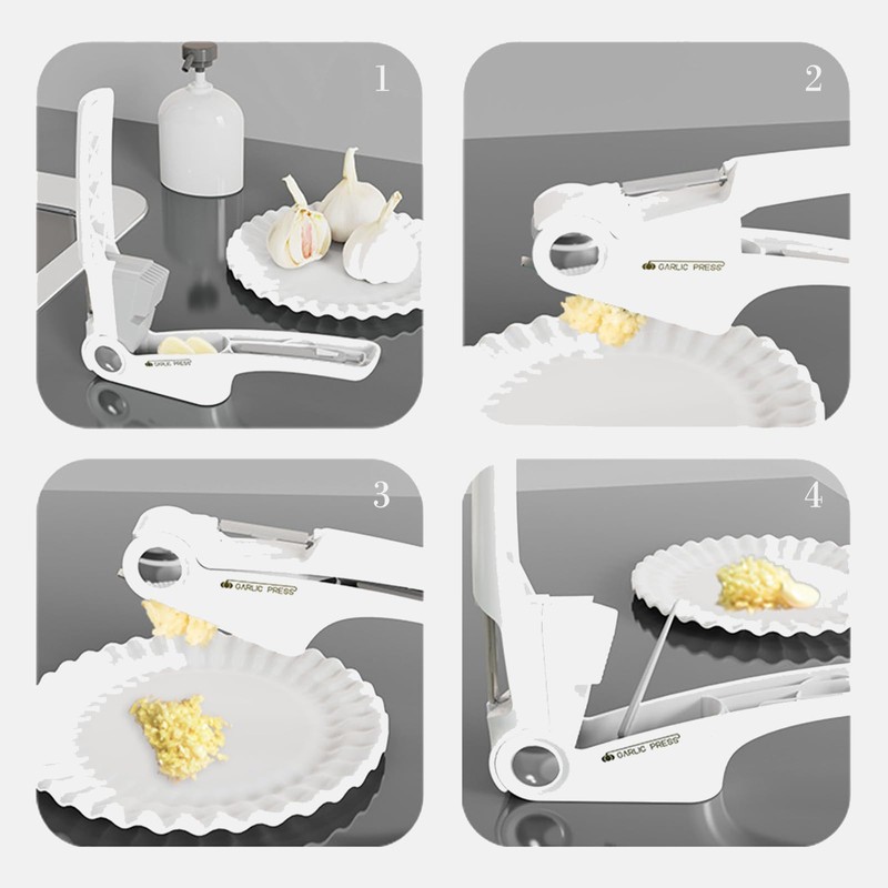 EAZHOP-Kitchen Garlic Press Kit - 4-in-1 Garlic Press Tool, Heavy