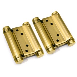 2Pcs Gold Color 3'' Cafe Saloon Door Hinges Double Action Spring Hinge Stainless Steel Self-Closing
