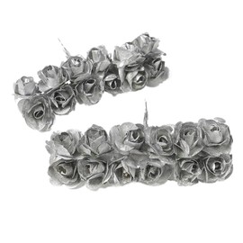 Anevous Pack of 12 Artificial Rose Paper, Artificial Rose Heads, Mini Rose Paper Flower, Small Rose Petal with Stem for Crafts, Mini Flowers Decoration for DIY Party, Wedding, Bridal Bouquet
