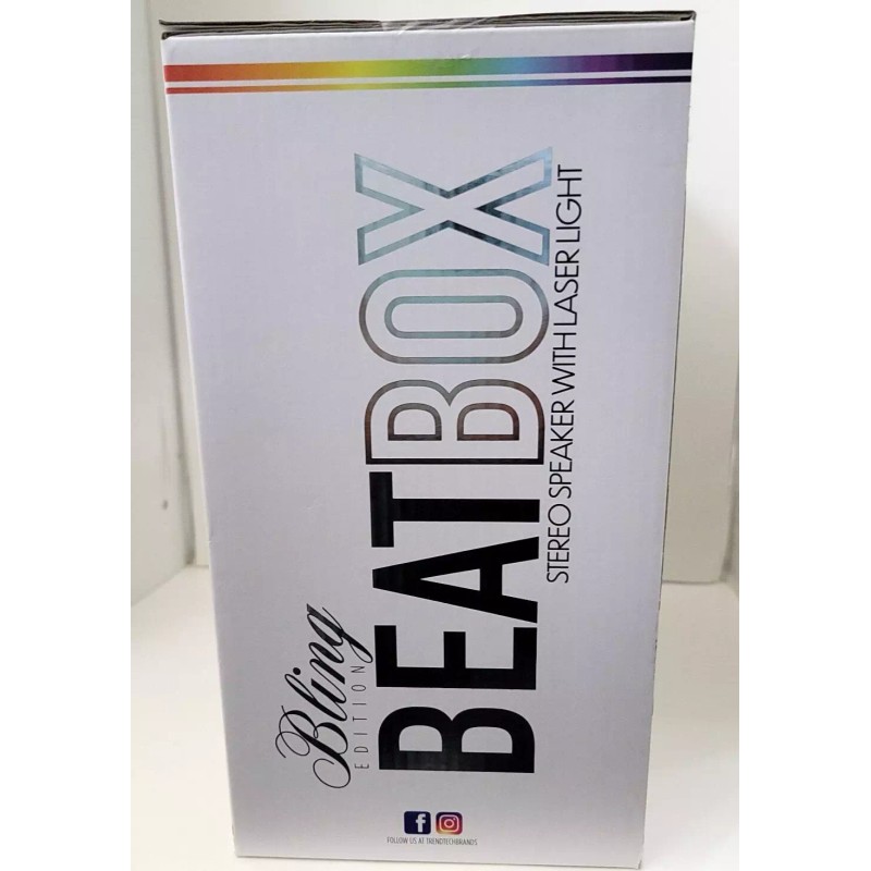 BEAT BOX Stereo Speaker with Laser Light Bling Edition, Bluetooth,