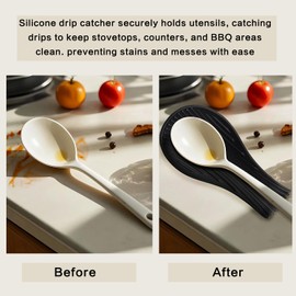 Vimstury Silicone Spoon Rest for Stove Top & Cleaning Gloves Set (2-Pack) - Heat-Resistant, Non-Slip, Easy Clean - Kitchen Countertop & BBQ- Large Utensil Holder & Drip Catcher, Black & Green