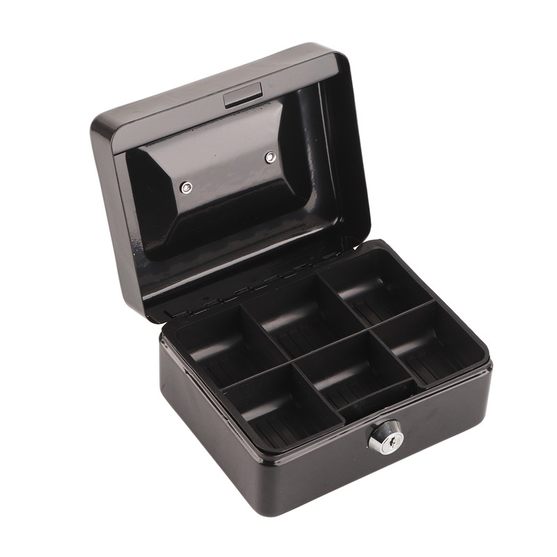 Metal Cash Box 6 Compartments High Safety Money Box with