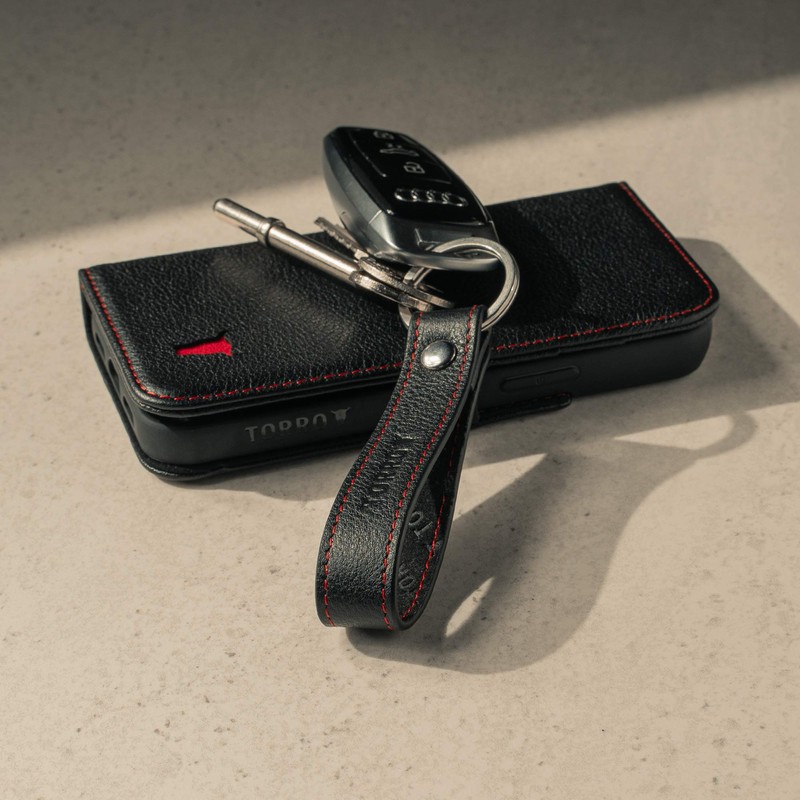 TORRO High Quality Leather Brushed Metal Split Ring Key Ring