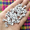Looconi Letter Beads S 200pcs 7x4mm White Round Acrylic Black