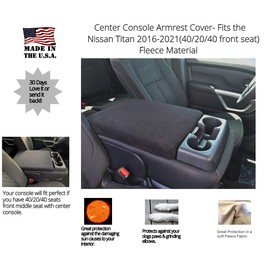 Auto Console Covers - Premium Center Console Cover Armrest- Fits The Nissan Titan 2015-2025 Middle Seat Console Armrest Cover Fleece Fabric.