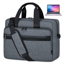Laptop Bag 15.6 Inch Waterproof Briefcase for Men Large Laptop Carrying Case Computer Messenger Bag for Travel Work Business, Grey