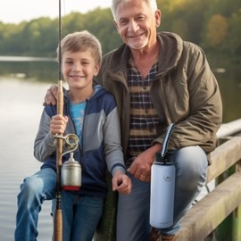 NATURE PIONEOR Insulated Water Bottles with Paracord Handle - 40 oz Vacuum Sports Wide Mouth Water Bottle with 3 Lids, Leak Proof Stainless Steel Keeps Hot and Cold