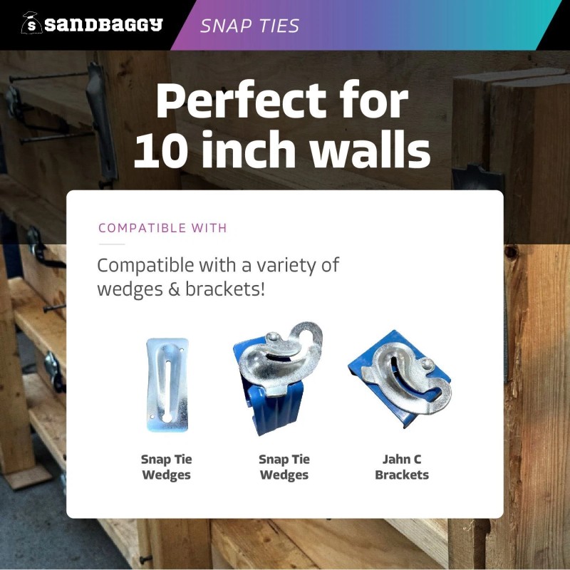 Sandbaggy 10" x 4 ¾" Standard Snap Ties For Concrete