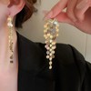 Long Sequin Tassel Statement Dangle Earrings for Women (V-Gold)