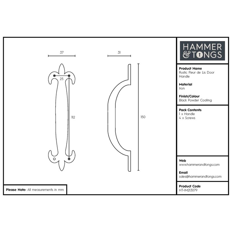Hammer and Tongs Rustic Fleur De Lis Door Handles -