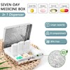 Pill Organizer 7 Days 8 Compartments, Travel Metal Pill Box,