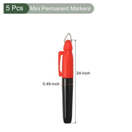 YOKIVE 5 Pcs Mini Permanent Markers, Office Golf Balls Markers Pens with Keychains Clips for Meeting Home Desktop Accessories (Red Ink)