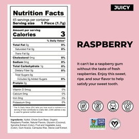 Refresh Gum Raspberry – Xylitol, Sugar Free Chewing Gum Pouch, Natural Flavor & Organic Ingredients – Long Lasting, Plant-Based, Non-GMO – 45 Pieces