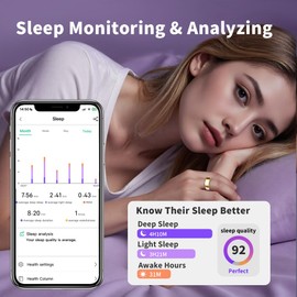 AI Smart Ring for Women Men - Sleep Tracker Ring with Heart Rate, Blood Oxygen, 10ATM Waterproof Fitness Ring, Step Counter & GPS Activity Fitness Tracker,7-Day Battery for iOS/Android (Gold, 8)