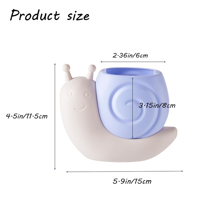 Qaoliffa Cute Snail Makeup Brush Holder,Snail Pen Holder,Toothbrush Holder,Multi Functional