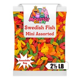 Swedishs Fish Candy Bulk Assorted Flavors - 2.5 lb resealable bag - Swedishs Fish Bulk Chewy Candy - Gummies Candy Bulk - Movie Theater Candy - Bulk Gummy Candy Party Favors - Summer Candy