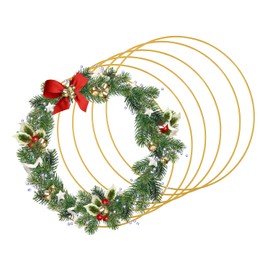 12 Inch 6 Pack Metal Floral Hoop Centerpiece, Gold Metal Rings Hoops for Party Dream Catcher Wedding Table Wreath Decor, Wall Hanging Wreaths