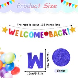 1 Set Welcome Back Banner, Glitter Welcome Back Decorations, Colorful Welcoming Home Hanging Sign for Reunion Party Decorations Supplies