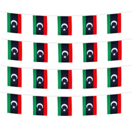 FFILL 20 Feet 20 Flags Libya Banner Flag String, Libya Mini Flag Small Banner, for Party, Shops and Bars Decorations, And International Day Celebrations.African Country-Themed Flags -30 Countries To