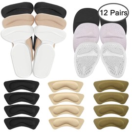 12 Pairs Heel Grips Liner Early AIFUDA High Heel Pads High Heel Forefoot Cushion Inserts for Loose Shoes, Foot Care Protection