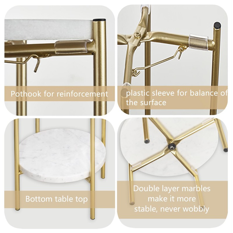 ALPOME Gold Plant Stand Indoor Tall - 2 Tier White