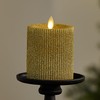 Luminara Rich Gold Glitter Ribbed Flameless LED Candle Moving Flame