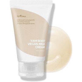 ISNTREE Crema Facial Vegana Yam Root Vegan Milk Cream - Coreana con Extracto de Ñame, 5 Ceramidas y Aceites Vegetales, Piel Seca, 80 ml
