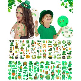 224 PCS St Patrick Temporary Tattoos Festival Party Decorations, Individually Wrapped Waterproof Tattoos, Irish Shamrock Face Stickers St Patricks Day Accessories for Adult Kids