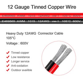 GRZWAYS DTP 4 Pin Connector with 12 AWG Cable Wire,4 Way Automotive Waterproof Electrical Connector Male Female Plug Wiring Harness,for Car,Truck,Boats,LED Work Light（2 Pairs）