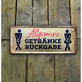 schilderkreis24 - Tin Signs Funny Toilets Saying "Allgemeine Getränke Rückgabe" Decorative Metal Sign Bar Pub Sign for Toilet Bathroom Toilet Bathroom Gift Idea 28 x 12 cm