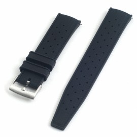 StrapHabit Quick Release Tropical Style FKM Rubber Watch Strap Band 18mm, 19mm, 20mm, 21mm, 22mm (Black, 19mm)