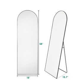 BEVERDY Full Length Mirror, Floor Mirror, 18"×58" Arched Full Length Mirror with Stand, Full Body Mirror, Standing Mirror, Wall Mounted Mirror for Bedroom, Living Room, Black