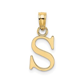 Jewelry Affairs Solid 14K Gold Polished Block Initial Letter Pendant (Letter S)