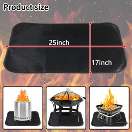 Fire Pit Mat for Solo Stove Fireproof Mat Under Grill Tabletop Deck Oilproof Waterproof Firepit Mats Heat Resistant Mat BBQ Pad Outdoor Indoor Accessories (Rectangle 25×17in)